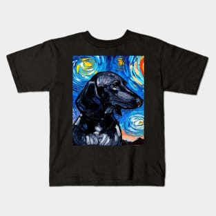 Black Dachshund Night (Portrait) Kids T-Shirt